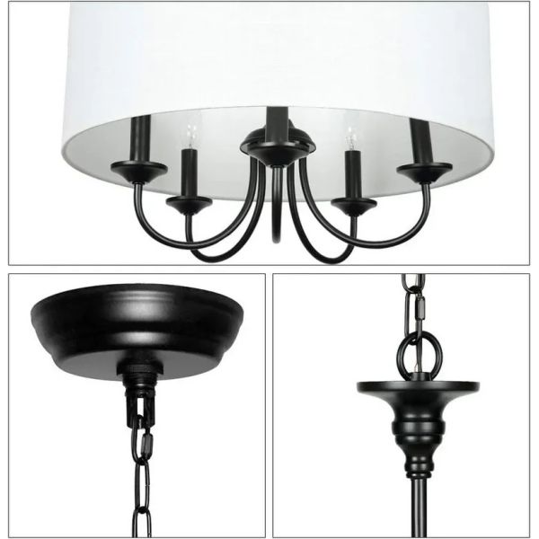 American Fabric Shade Chandelier Rustic Vintage Minimalist Fabric Pendant Lamp Retro Fabric Hanging Lighting (WH-VP-369)