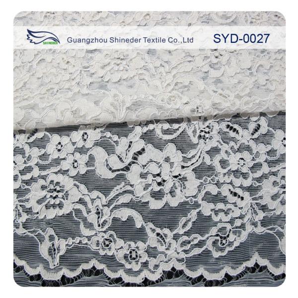 Silver Fashion Swiss Corded Jacquard Lace Fabric Brides Dresses
