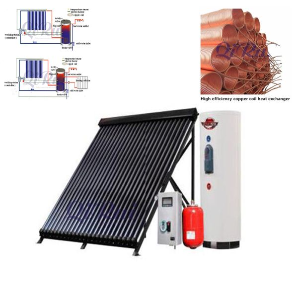 Antifreeze High Quality 100/150/200/250/300/400/500/1000 Liter Pressure Vacuum Solar Heat Pipe Solar Hot Water Heater System