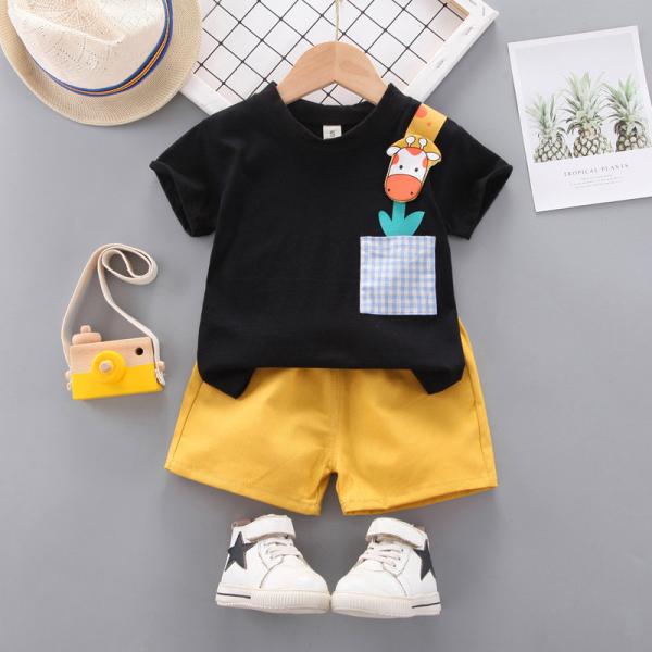 Cotton Summer Children'S Clothing Two Piece Boys Polyester Deer Print Shirt