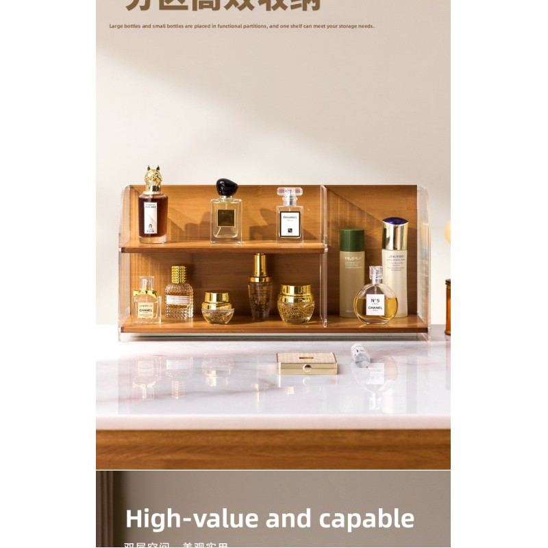 High-End Acrylic Standing Organize Display Rack Compartment Large Capacity Cosmetics Storage Table Shelf