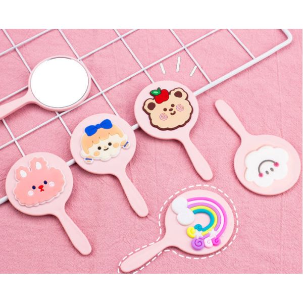 Makeup Cosmetic Mirror for Promotional Gift Korean Japanese Ins Cute Style Hand Cosmetic Mirror, Portable Travel Makeup Mirror