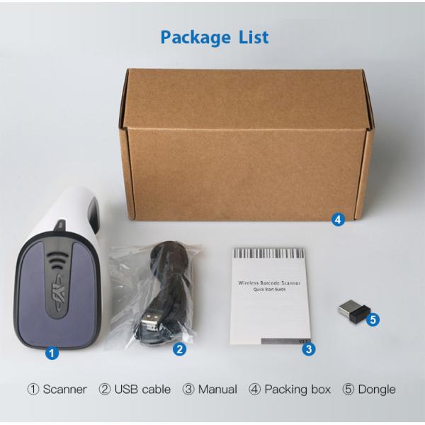 1D 2D QR Code Wireless Barcode Scanner for Inventory Management Scan Mode Auto Sense