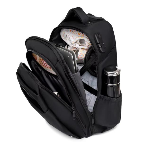 Customized Logo Men's Travel Trolley Backpack with Wheels and Anti-Theft Protection