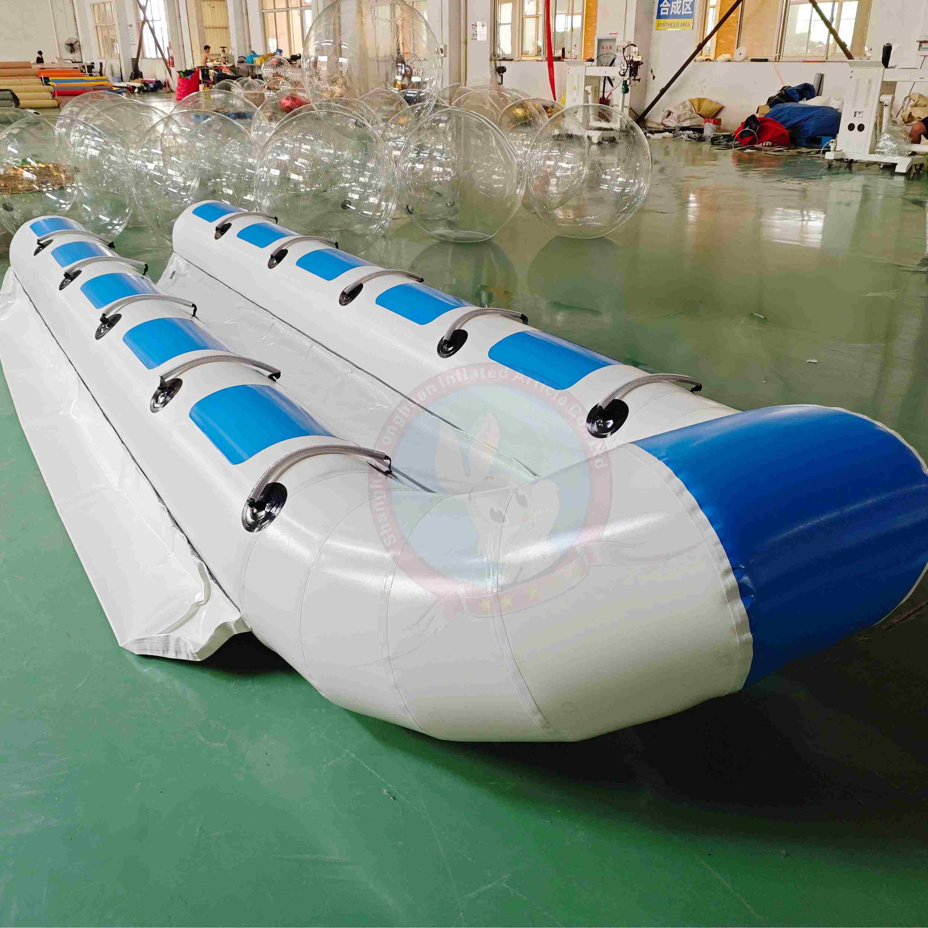 Inflatable Banana Boat With Multi Person Seating And Reinforced Handles for Beach Resort Lake Recreation And Commercial Water Sport Rental Projects