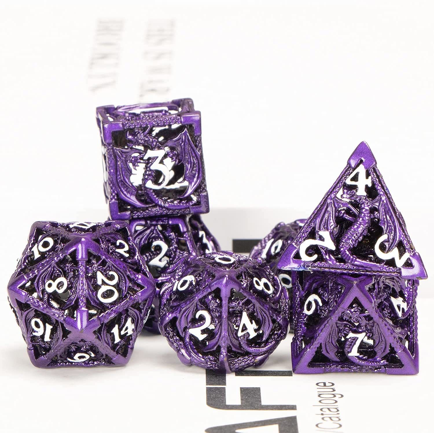 Customized Color Zinc Alloy Metal Dice Set 14-20mm for DND Gaming Casino Hollow Dice