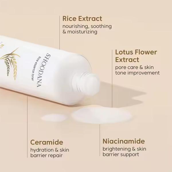 Toner orgánico de leche para hidratar la piel brillante Niacinamida Toner vegetariano de arroz para la piel seca Toner hidratante para la piel