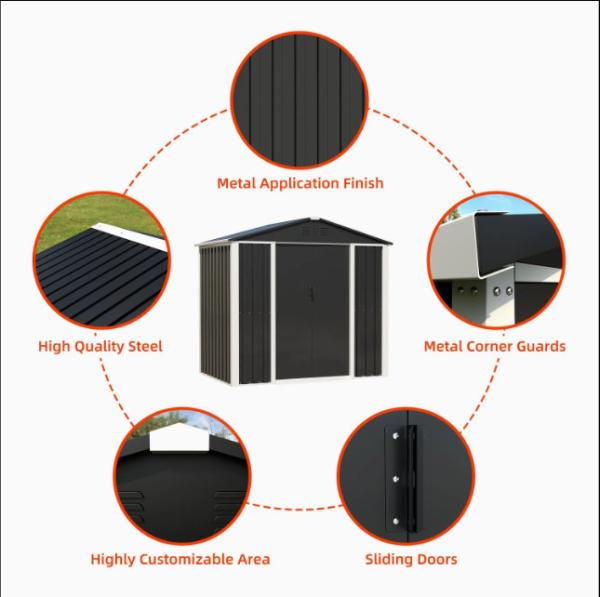 Metal Utility Tool House Galvanized Steel Frame Outdoor Storage