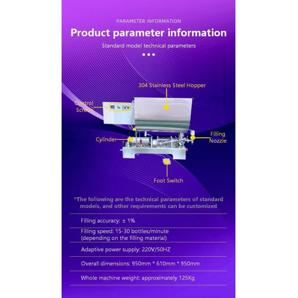 Semi Automatic Mixing and Filling Machine CH-BJLGZ Chili Sauce Packaging and Filling Equipment, Bottled Paste Single Head Filling Machine
