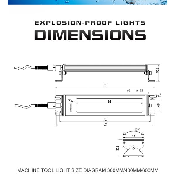 Lámpara para máquina CNC a prueba de aceite IP67, luz de trabajo LED para máquina CNC