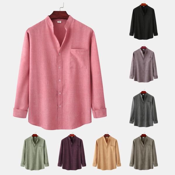 Мужские белые белые черные регулярные льняные хлопчатобумажные рубашки с длинным рукавом с индивидуальным логотипом