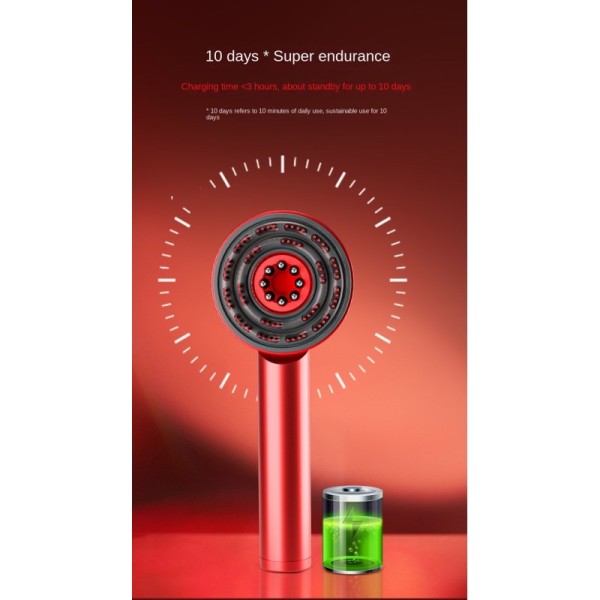 Promote Hair Growth Portable Head Massager Electric Vibration Massage Comb Red Light Micro-current Oil Applicator 1500mA Battery