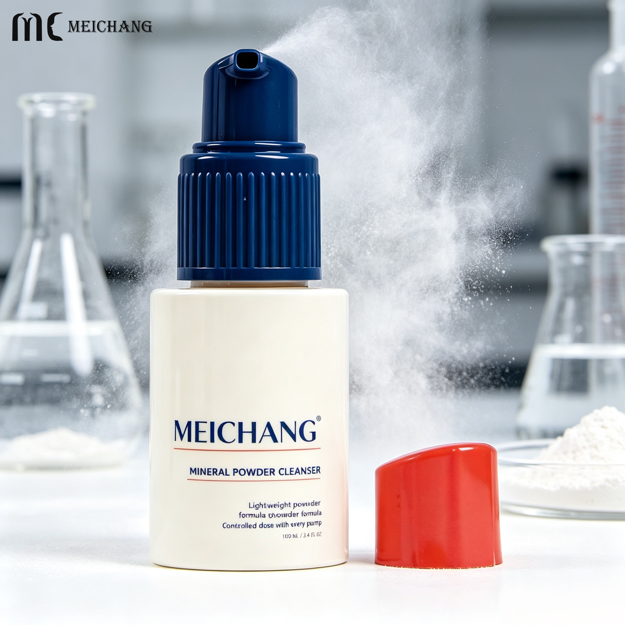 60ml 80ml 120ml Custom PET Powder Spray Bottle with Powder Pump (MC-1507)
