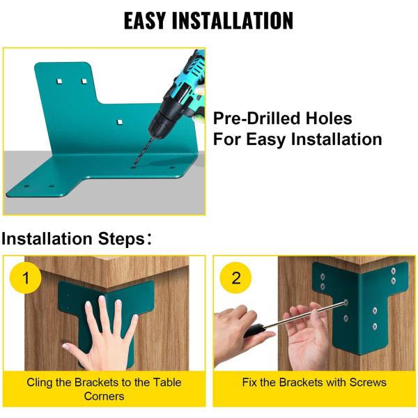 Bracket de ángulo azul de acero pesado para la mesa de la tienda