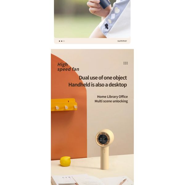 Summer Standing Bladeless Mini Portable Fan Handheld Rechargeable Fan Foldable Design