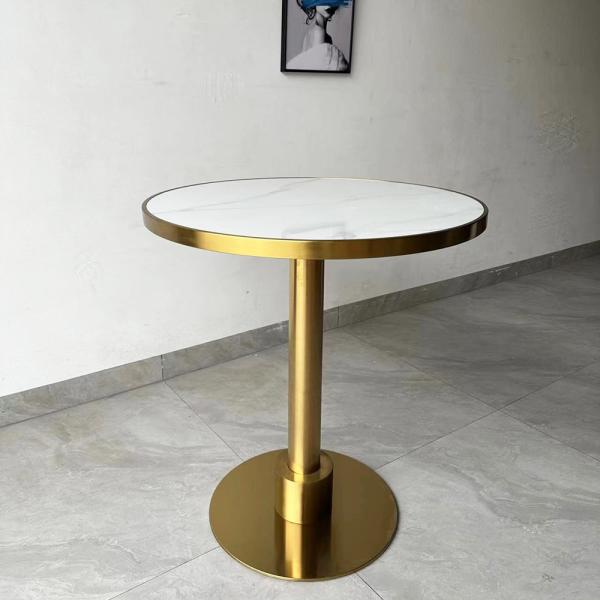 Marble Negotiating Table With Stainless Steel Construction For Hotels