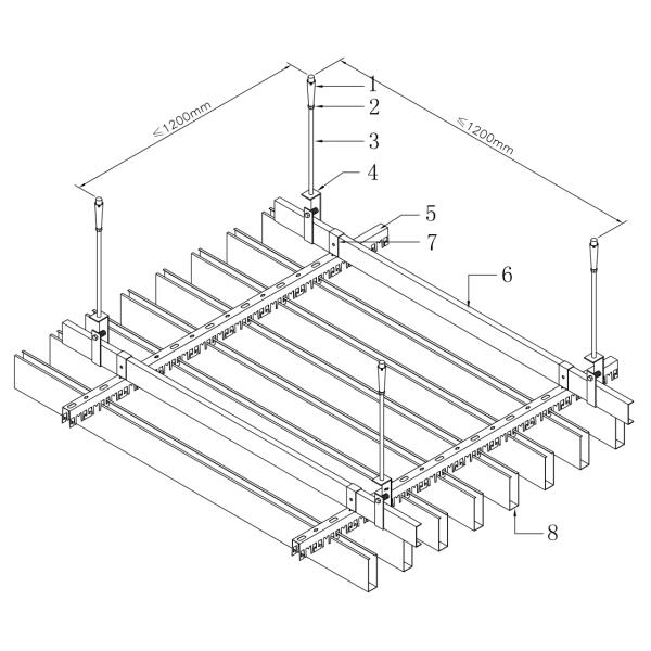 Decorative U Baffle Aluminum Panel Ceiling Wooden Grain Coated Suspended Acoustic Ceiling Baffles