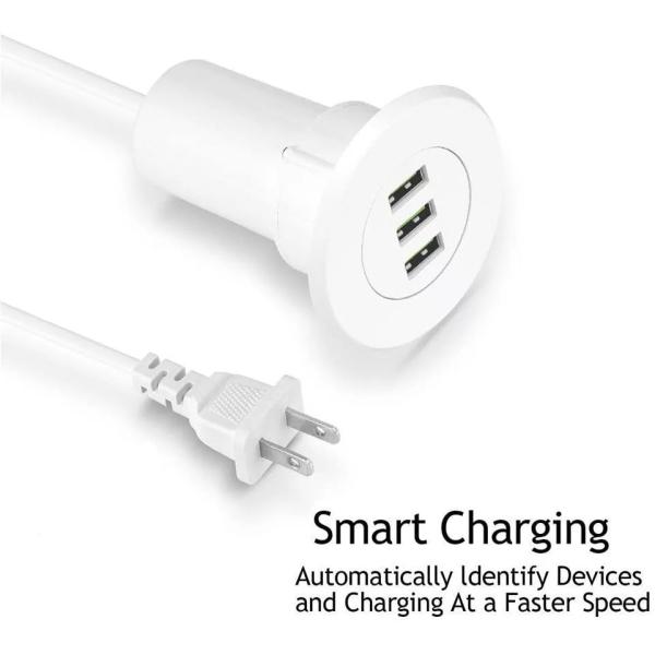 Office Desktop Usb Charger Station Hidden 3 Ports Fast Charging Ac Adapter Usb 3.0 Usb Wall Charger Adapter