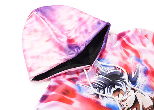 SGS Custom Anime T Shirts Round Neck Hoodie With Front Pocket / 3D Printed Sweatshirts