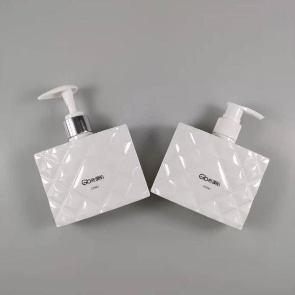 Eco-friendly PET White Square Plastic Shampoo Bottles 250ml 500ml 1000ml Empty Body Wash Pump Bottle