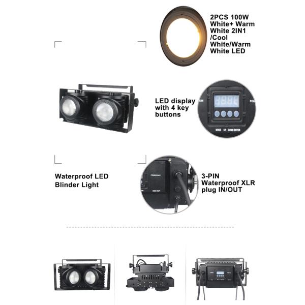 Студия аудитории привела более слепую светлую погоду контроля DMX512 придает непроницаемость IP65 цвет 2*100W теплый/холодный белый