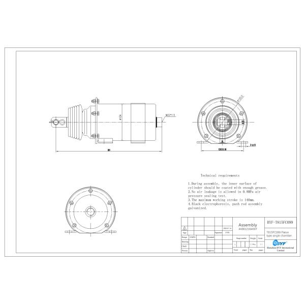 T815FC Brake Chamber with 140mm Pushrod Stroke and 800KPa Working Pressure