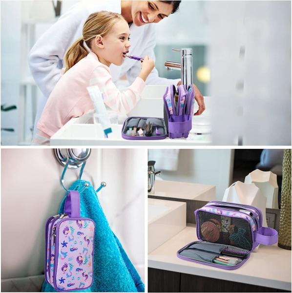 Travel Toiletry Bag for Little Young Girls Cosmetic Makeup Waterproof Hanging Wash Bag Toddler Traveling Toiletries