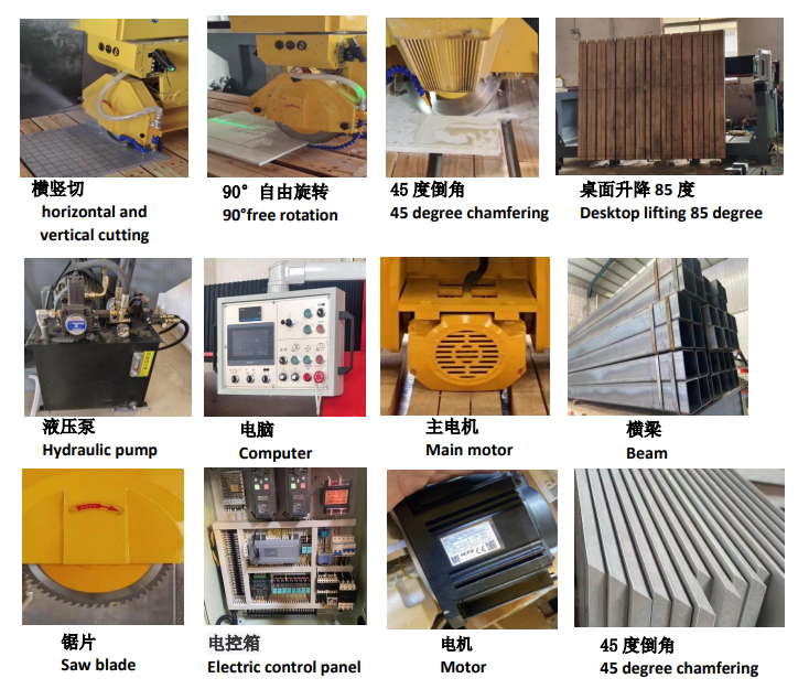 ZEUS 3 Axis Bridge Cutting Machine for Marble with Motor 3200mm Max Cutting Length 100mm Thickness 380V/220V 15kw CNC