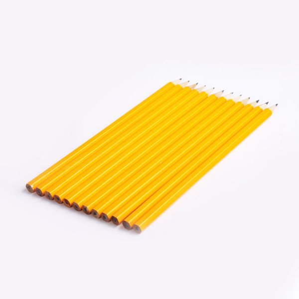 Government bid hb pencil presharpened 12pcs yellow wood hb pencil set for kids