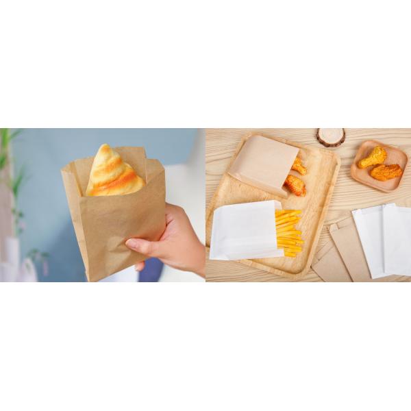 Recyclable Pinch Bottom Kraft Paper Food Bag Greaseproof Paper Takeaway Bag Packaging