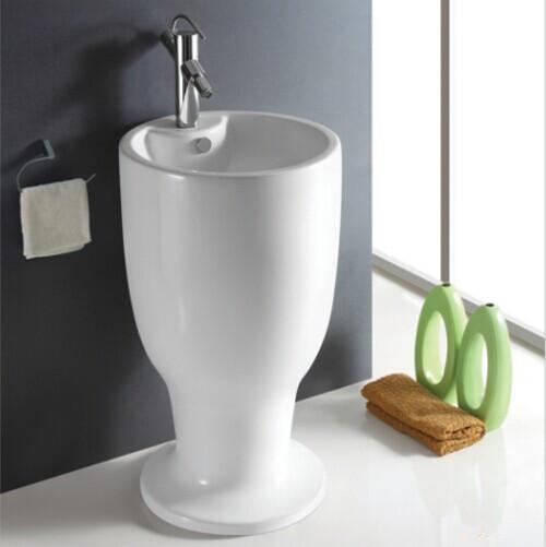 Fixing to Wall with Back Bathroom Sanitary Ware Ceramic Standing Pedestal Sinks Wash Basin