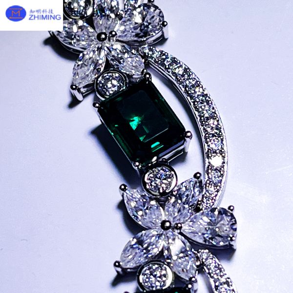 Emerald Cut Green Moissanite Necklace Luxury Fine Jewelry