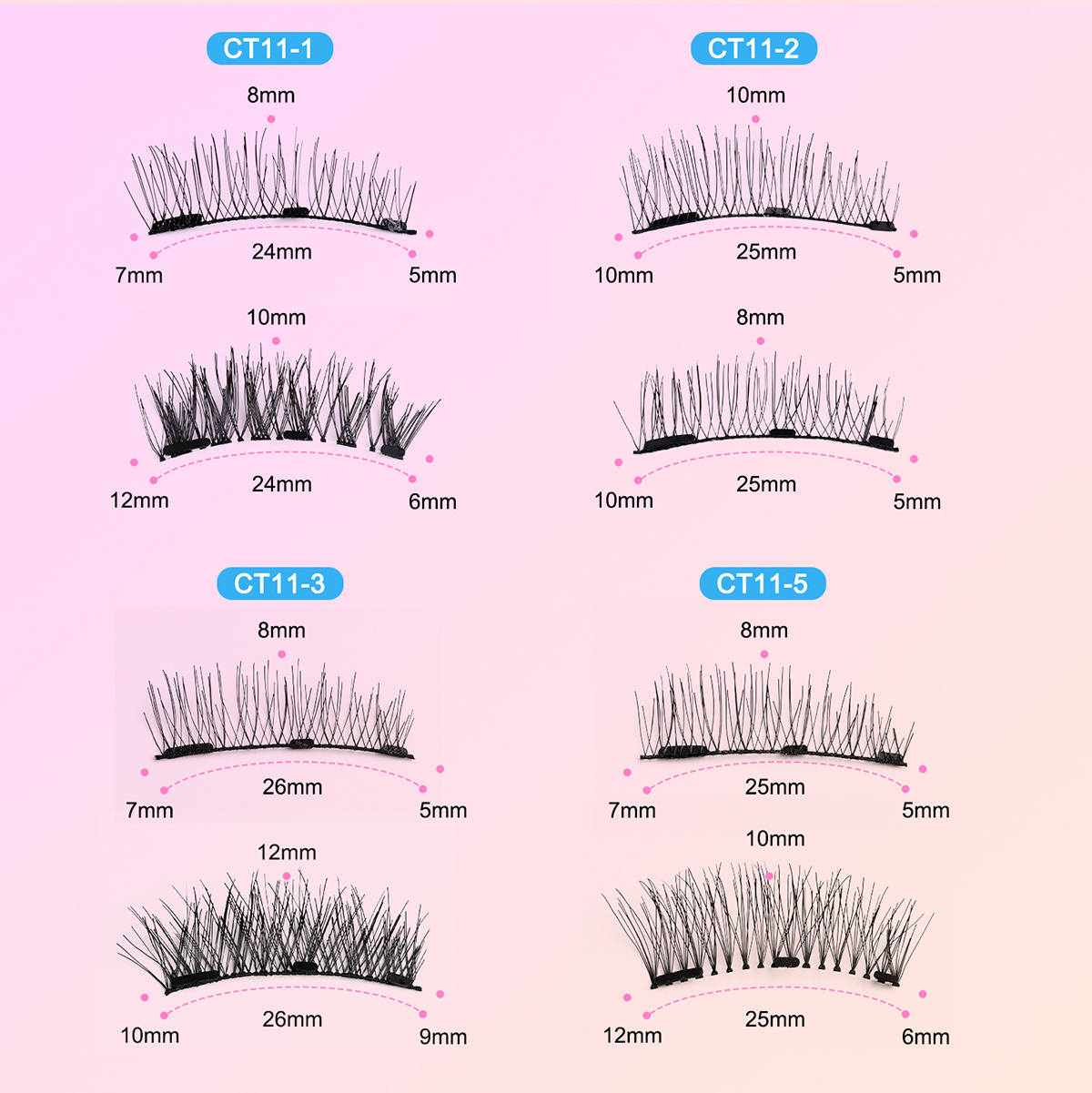OEM ODM Handmade Reusable CC Magnetic Reusable Lashes With Applicator Soft Full Strip Lash