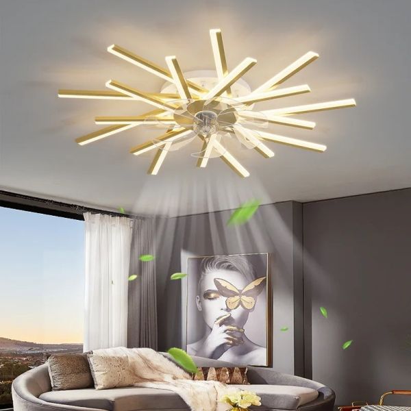 Bedroom Remote Control Reversible Blades Fans Led Invisible branch Ceiling Fan Lamp (WH-CLL-79)