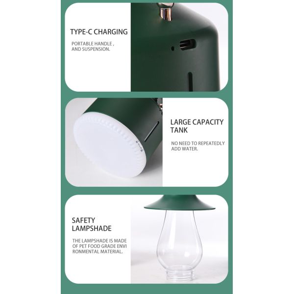 Home Camping Use Mini USB Warm Mist Humidifier 280ml With Dimmable LED Light