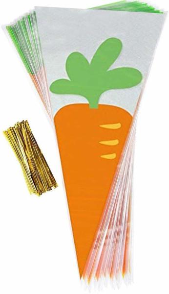 PP Plastic Packaging Treat Bags , Clear Plastic Cone Shaped Bags With Twist Ties
