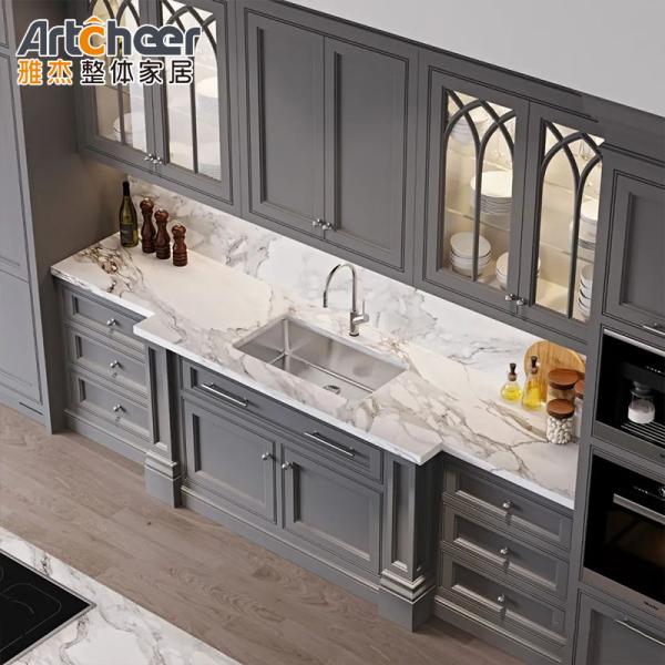 Contemporary Design Kitchen Cabinet With E1 Material Grade  Eco Friendly Shelves