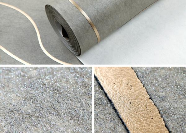 Good Lightfastness Modern Removable Wallpaper Gray Gold with Natural Plant Fibers Material
