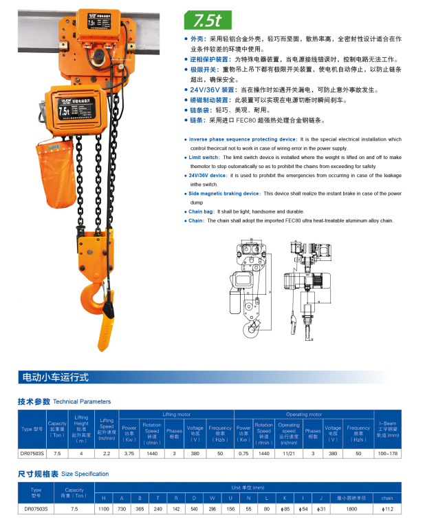 Remote Control Electric Chain Hoist with 20t Load Capacity and OEM Customization for Industrial Use