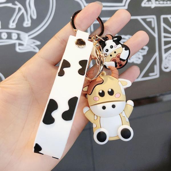 Персонализированные 3D Силиконовые коровьи животные ключи Pendant Keychain для сумочки и рюкзака