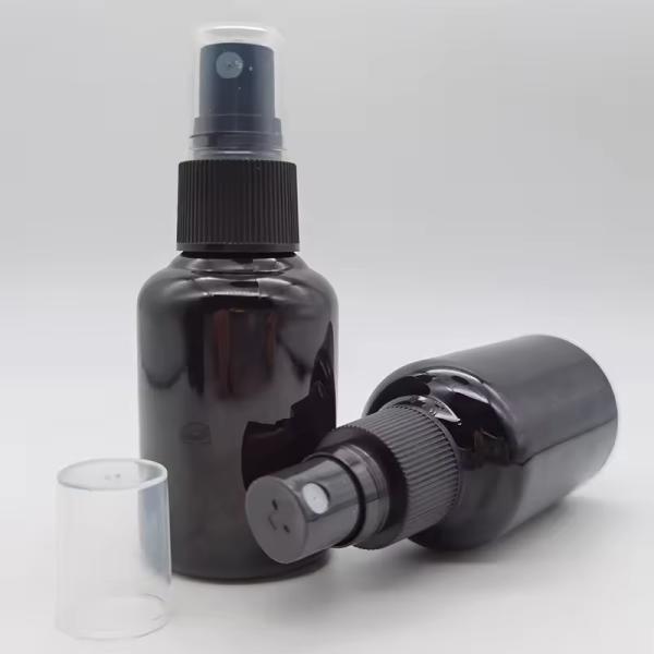 50ML PET Glossy Black Plastic Cosmetic Spray Bottle With Black Fine Spray Head