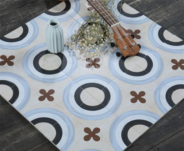 20x20cm Ceramic Rustic Tile Non-Slip Floor Wall Blue Black Beige