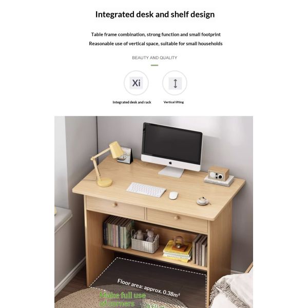 Wholesale Space-Saving MDF Home Office Computer Desk with Double Drawers and Integrated Shelf for Small Space Bedroom Study