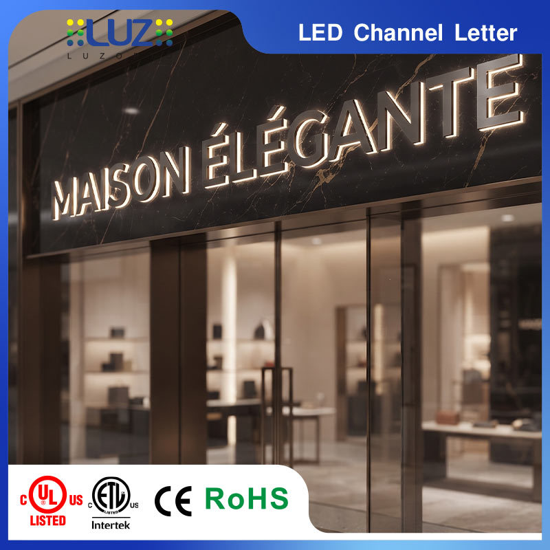Metal Base Plate Top Layer Miniature Architectural Precision Edge-Lit LED Letter For Luxury Fashion Brand
