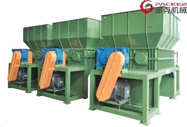Metal Containers Plastic Waste Shredder , Twin Shaft Shredder Hydraulic Feeding