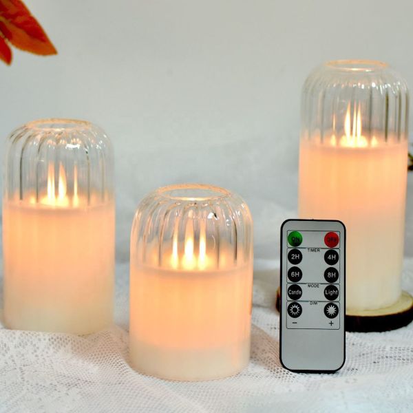 Sage Green Flameless Candles with Remote Control and Timer Function for 350 Hours of Warm LED Light
