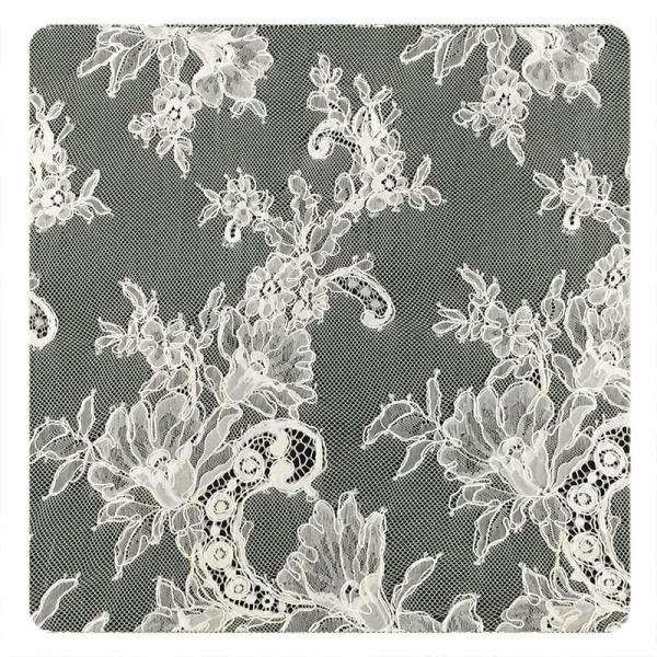 Ivory Eyelash Chantilly Lace Trim , Bridal Cream Cord Lace Fabric