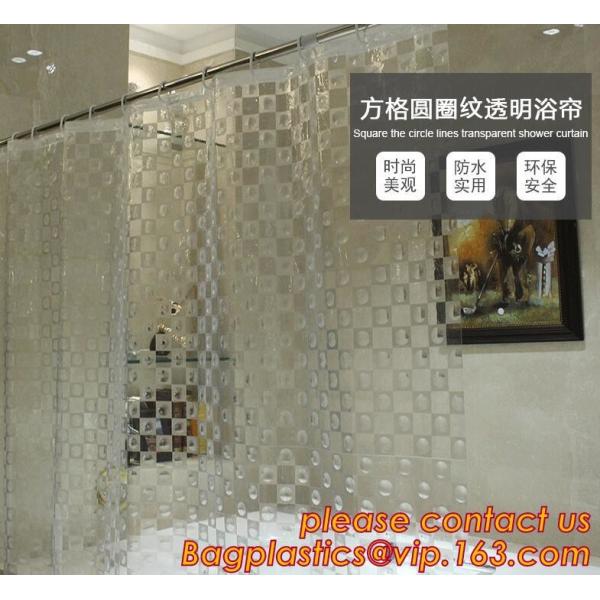 Mould Proof Waterproof white and black trellis design pvc custom bath curtain printed shower curtain, High quality Polye