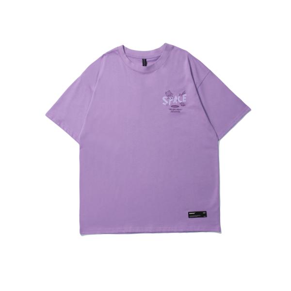 Short Sleeve Unisex Men's T-Shirt Cotton Cartoon Letter Print with Breathable Fabric