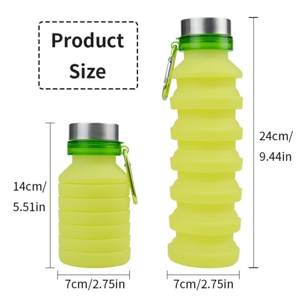 Silicone Sleeve 500ML Collapsible Water Bottle with Lid Eco-Friendly and Durable